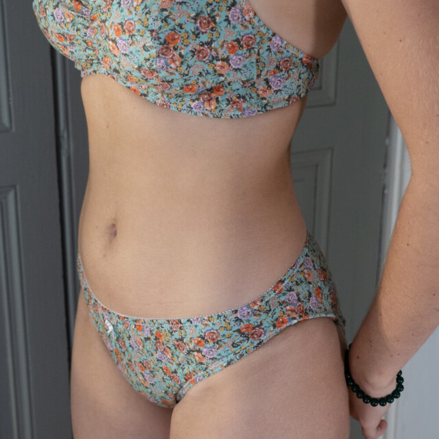 Fleurs Pois & Cie - Soutien-gorge sans armature 100% coton made in France - Violet/Orange/Turquoise