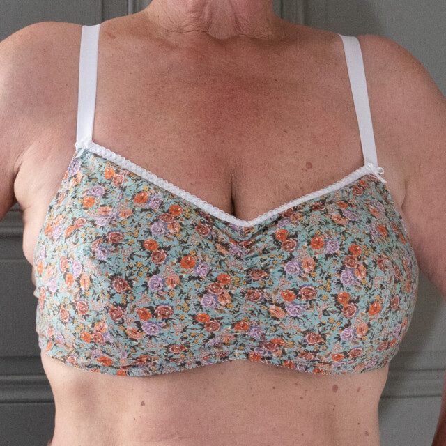 Fleurs Pois & Cie - Soutien-gorge sans armature 100% coton made in France - Violet/Orange/Turquoise