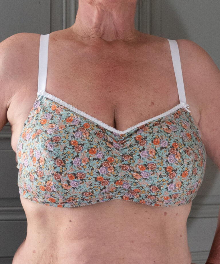 Fleurs Pois & Cie - Soutien-gorge sans armature 100% coton made in France - Violet/Orange/Turquoise