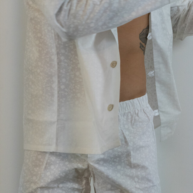 Fleurs Pois & Cie - Pyjama homme 100% coton fabriqué en France - Blanc