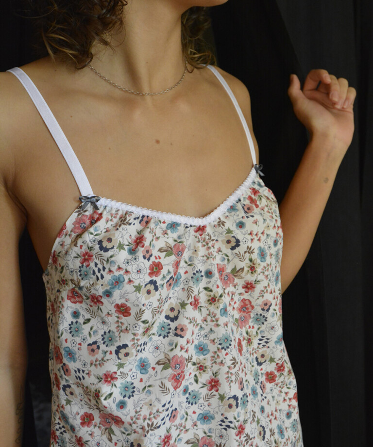 Fleurs Pois & Cie - Nuisette femme ou petite robe 100% coton - Rouge/Ivoire/Bleu/Rose/Blanc/Noir