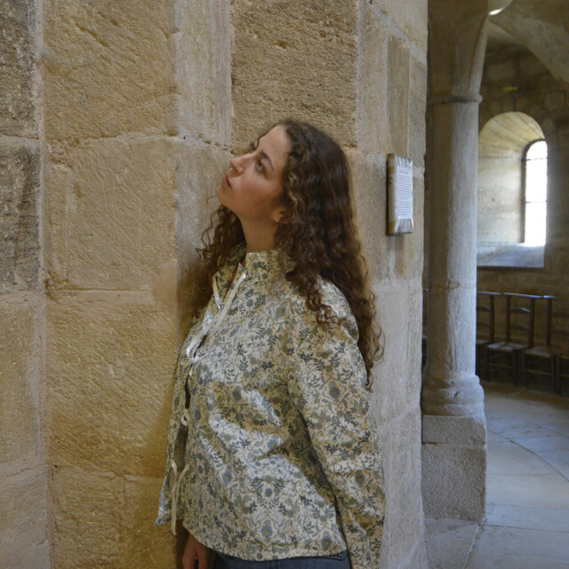 Fleurs Pois & Cie - Veste de pyjama pour femme et/ou chemisier ? - Blanc/vert foncé/vert clair/Bleu ciel