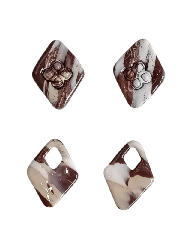 L’atelier de Patricia - Ensemble Cache-boutons + Pampilles Cappuccino Marbré Marron clair