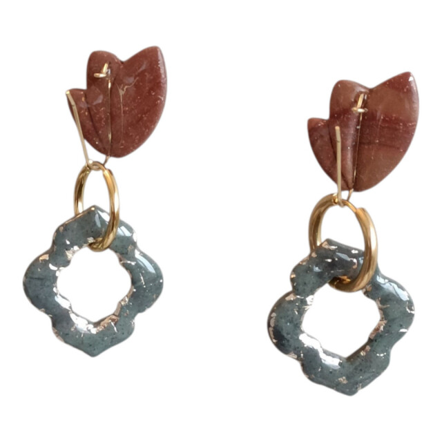 L'Atelier de Patricia - Ensemble Clip-boutons & Pampilles " Jade Impérial " (lot de 4)