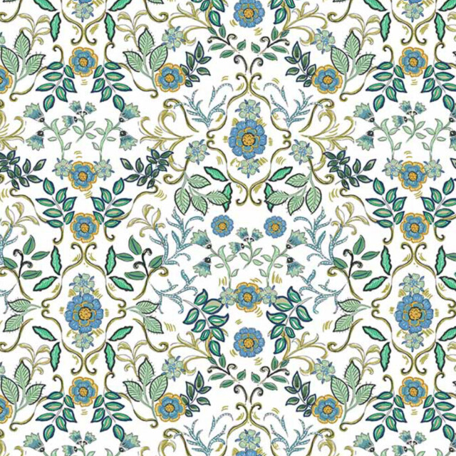 Fleurs Pois & Cie - Culotte 100% coton made in France - Blanc/vert foncé/vert clair/Bleu ciel