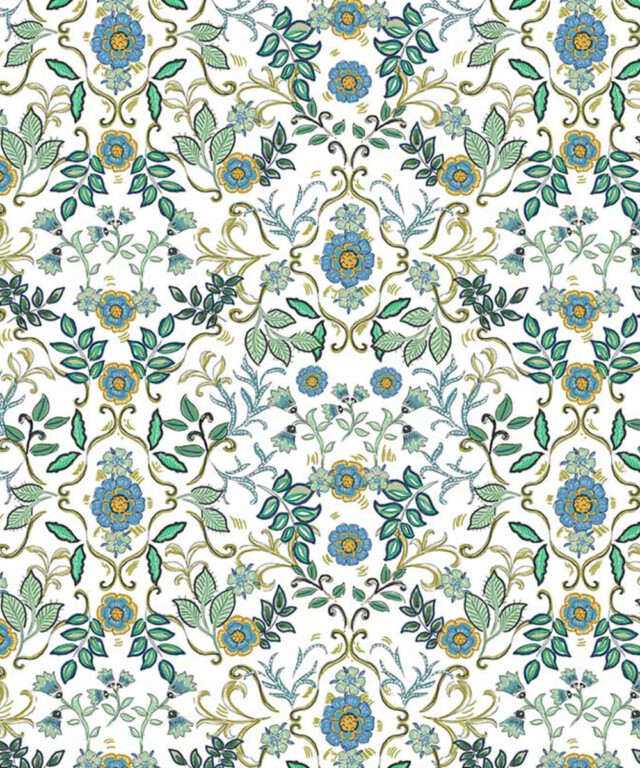 Fleurs Pois & Cie - Boxer femme 100% coton bio ou éco made in France - Blanc/vert foncé/vert clair/Bleu ciel