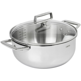 CRISTEL - Faitout CRISTEL Castel Pro avec couvercle en verre 5ply  5 tailles