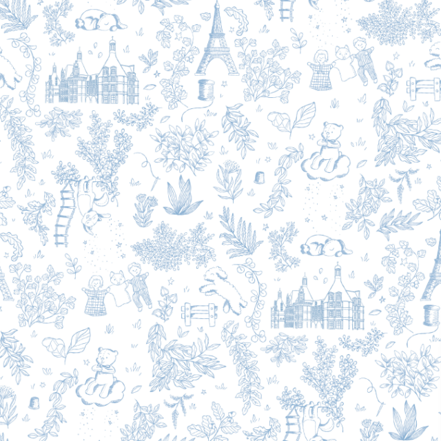 Les Petites Maries - Doudou Lapin Célestin - toile de jouy