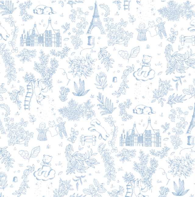 Les Petites Maries - Doudou Lapin Célestin - toile de jouy