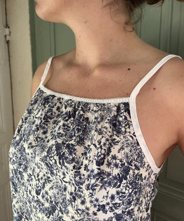 Fleurs Pois et Cie - Caraco femme 100% coton bio de fabrication française – Bleu/Blanc