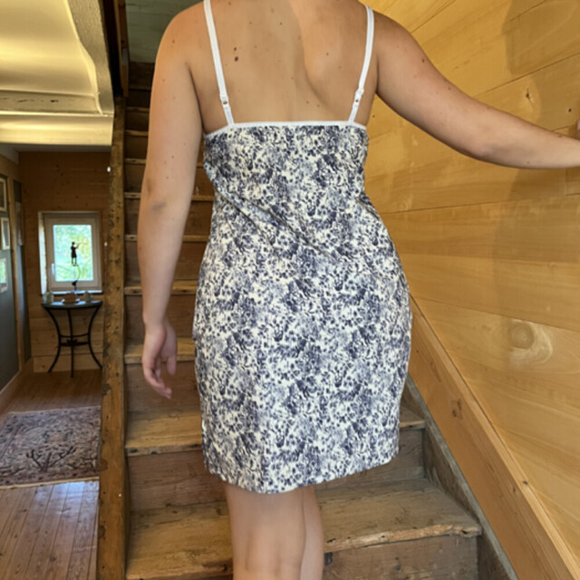 Fleurs Pois & Cie - Nuisette femme ou petite robe 100% coton - Bleu/Blanc