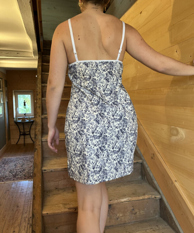 Fleurs Pois & Cie - Nuisette femme ou petite robe 100% coton - Bleu/Blanc