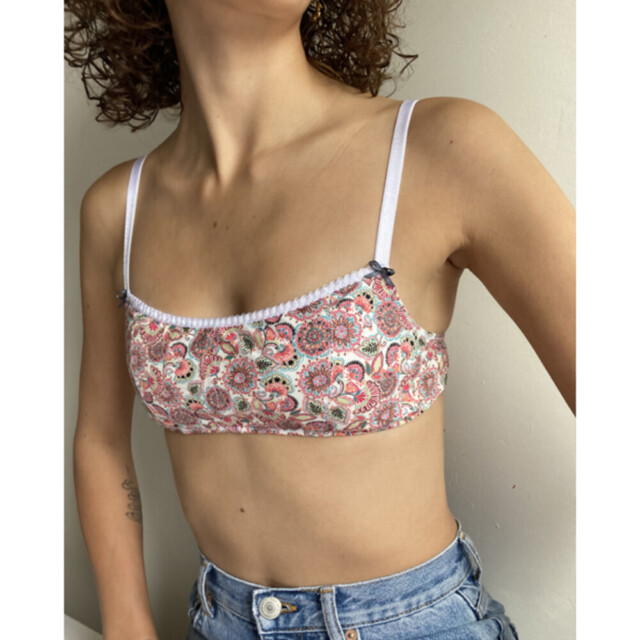 Fleurs Pois & Cie - Soutien-gorge sans armature 100% coton made in France - Rose