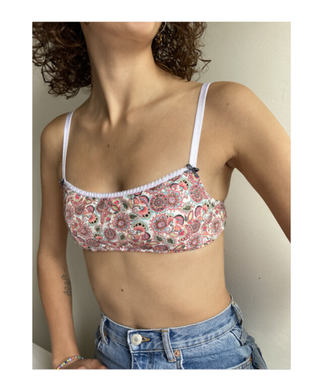 Fleurs Pois & Cie - Soutien-gorge sans armature 100% coton made in France - Rose