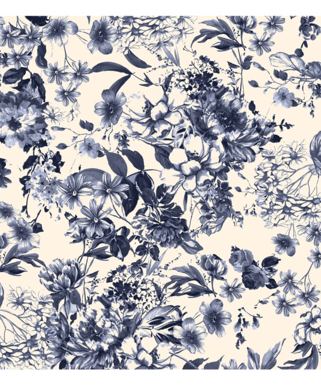 Fleurs Pois et Cie - Chemise de nuit 100% coton – Bleu/Blanc