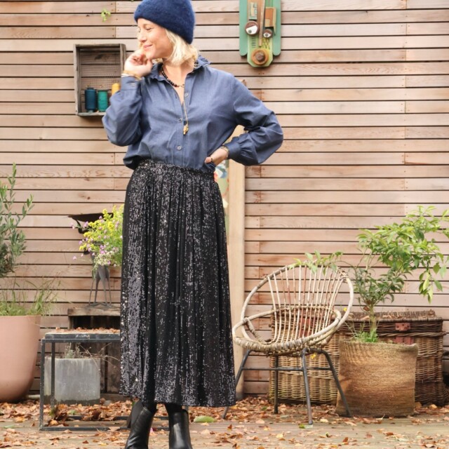 Quintessence - Jupe Amalia sequins noirs