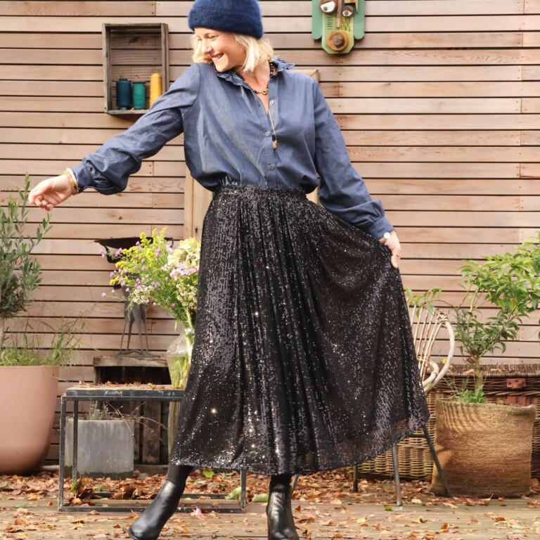 Quintessence - Jupe Amalia sequins noirs