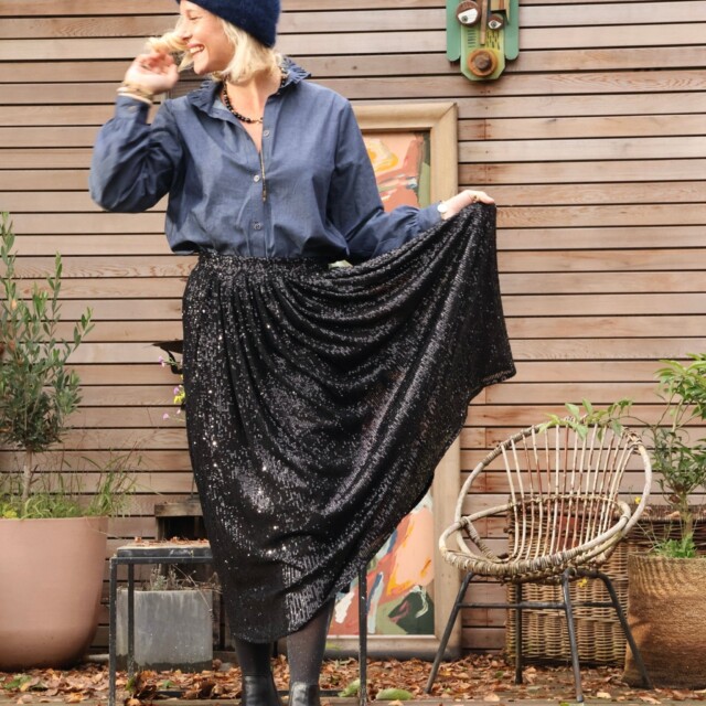 Quintessence - Jupe Amalia sequins noirs