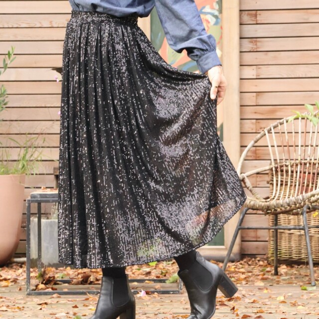 Quintessence - Jupe Amalia sequins noirs