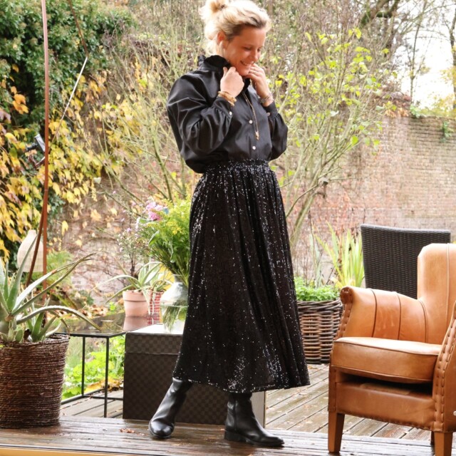 Quintessence - Jupe Amalia sequins noirs