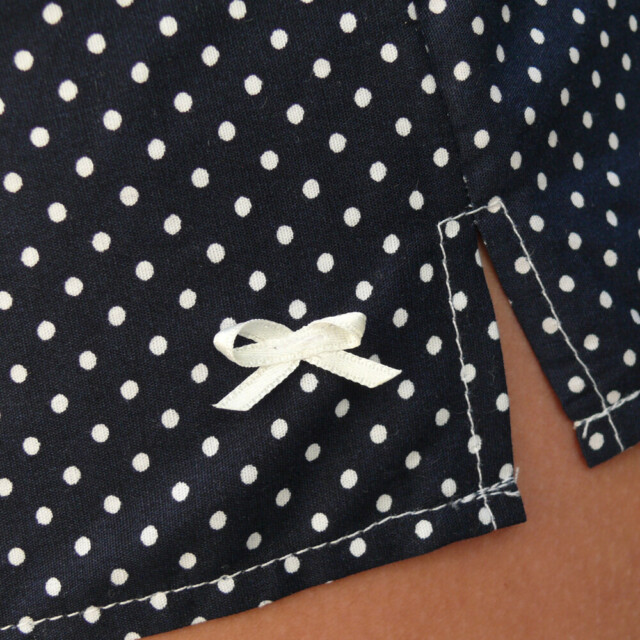 Fleurs Pois & Cie - Boxer femme 100% coton bio ou éco made in France - Bleu/Blanc