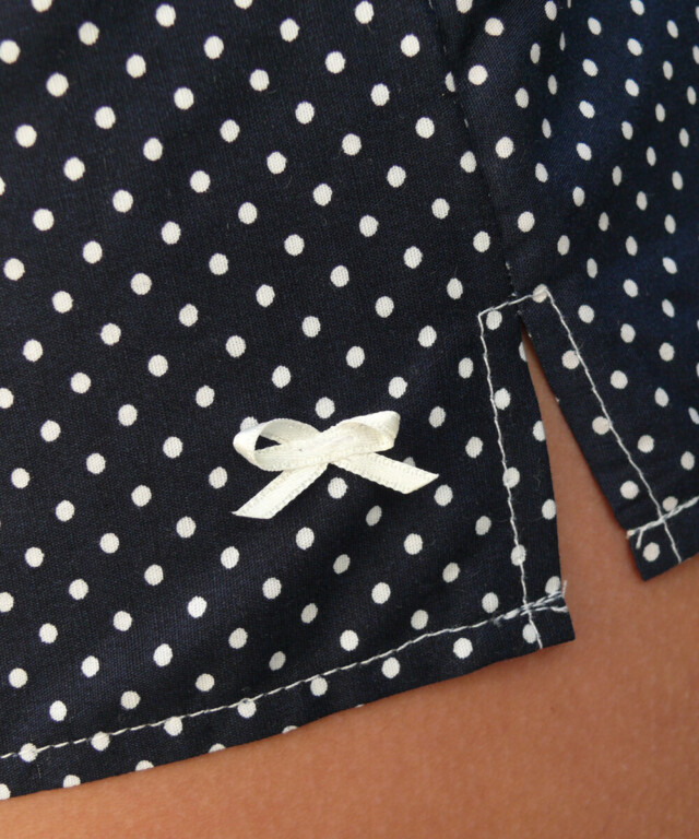 Fleurs Pois & Cie - Boxer femme 100% coton bio ou éco made in France - Bleu/Blanc