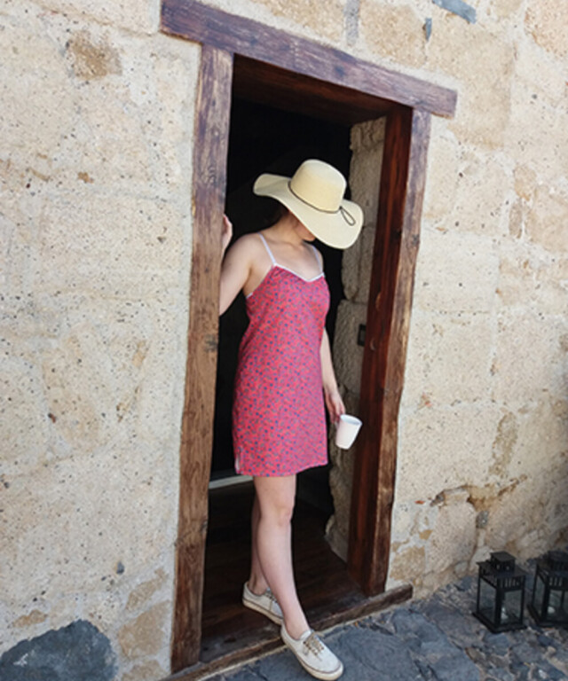 Fleurs Pois et Cie - Nuisette femme ou petite robe 100% coton – Bleu/Rose