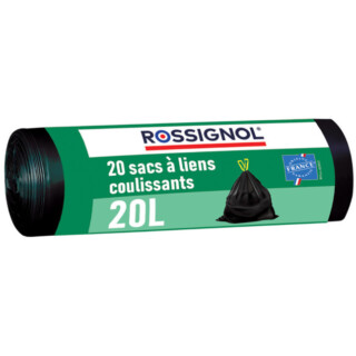 Prosper la poubelle française - Lot de 20 sacs-poubelle 20L avec lien coulissant Noir