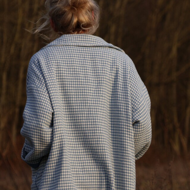 Quintessence - Manteau Kaï pied de poule bleu