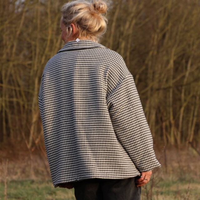 Quintessence - Manteau Kaï pied de poule noir