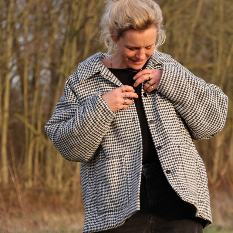 manteau kai pied de poule noir 661016 Quintessence - Manteau Kaï pied de poule noir