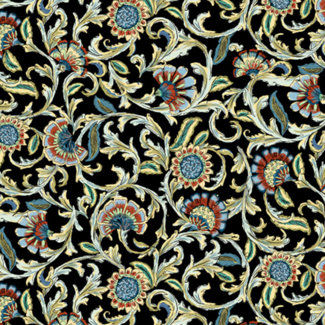 Fleurs Pois & Cie - Caleçon 100% coton coupe américaine  made in France. - Bleu/Noir/Doré