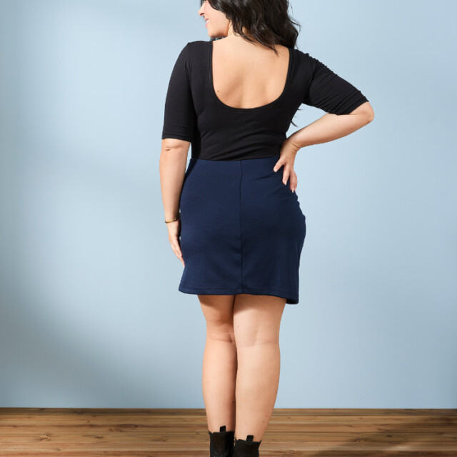 Lemahieu - Mini Jupe froncée Laine Mérinos - Bleu Minuit - Femme