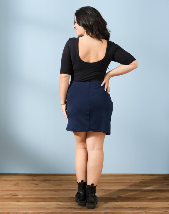 Lemahieu - Mini Jupe froncée Laine Mérinos - Bleu Minuit - Femme