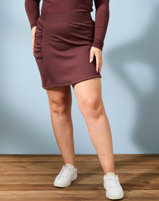 Lemahieu - Mini Jupe froncée Laine Mérinos - Chocolat - Femme