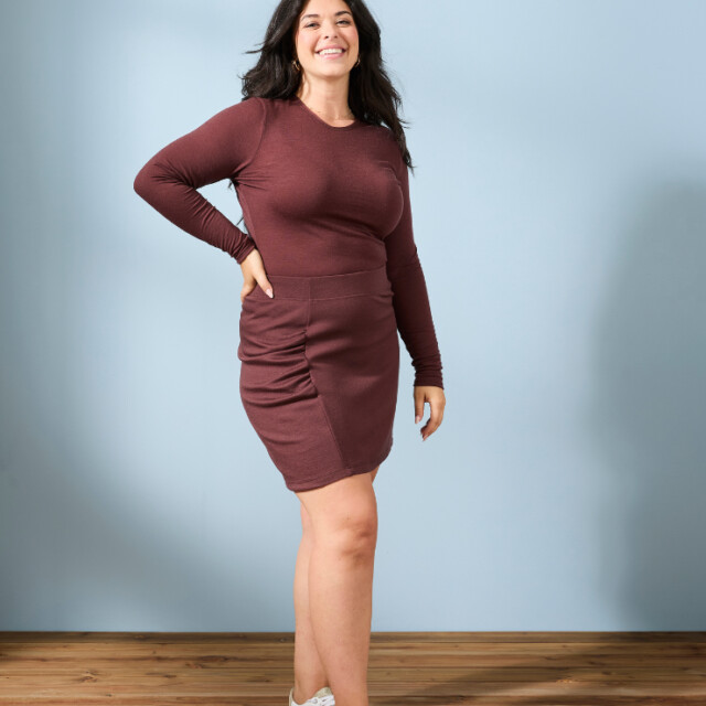 Lemahieu - Mini Jupe froncée Laine Mérinos - Chocolat - Femme