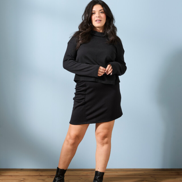 Lemahieu - Mini Jupe froncée Laine Mérinos - Noir - Femme