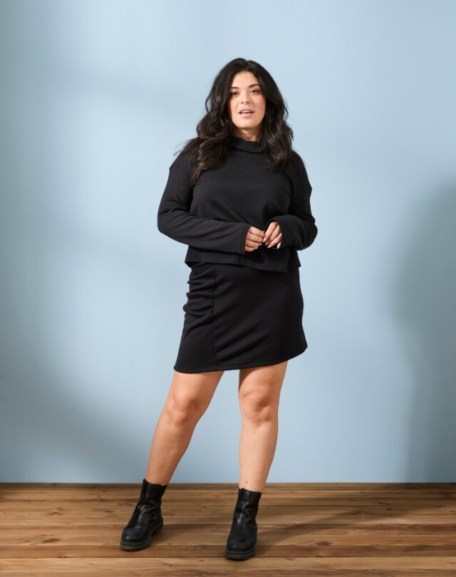 Lemahieu - Mini Jupe froncée Laine Mérinos - Noir - Femme