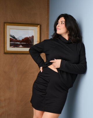 Maison Lemahieu - Mini Jupe froncée Laine Mérinos – Noir – Femme