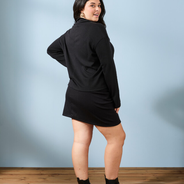 Lemahieu - Mini Jupe froncée Laine Mérinos - Noir - Femme