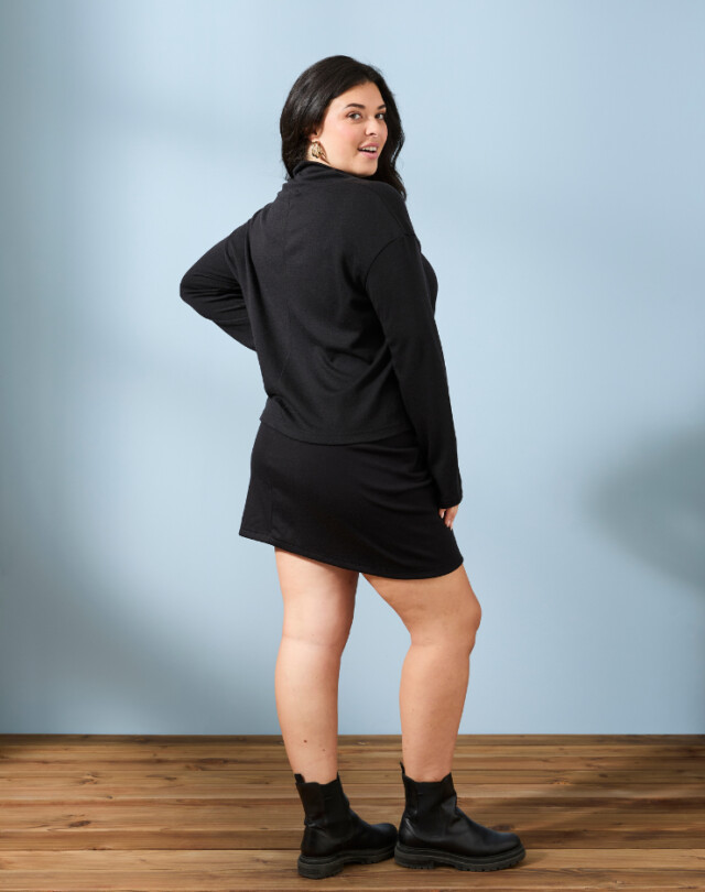 Lemahieu - Mini Jupe froncée Laine Mérinos - Noir - Femme