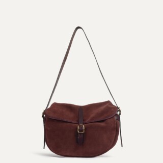 Bleu de Chauffe - Musette du pêcheur demi lune Margot  Marron rubis