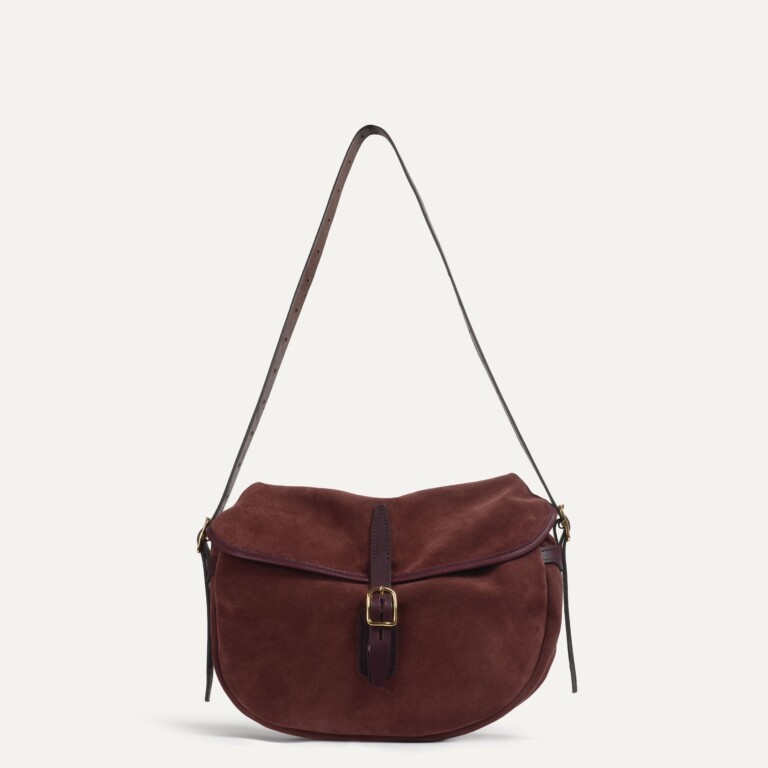 Bleu De Chauffe - Musette du pêcheur demi lune Margot - Marron rubis