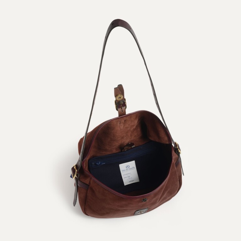Bleu De Chauffe - Musette du pêcheur demi lune Margot - Marron rubis