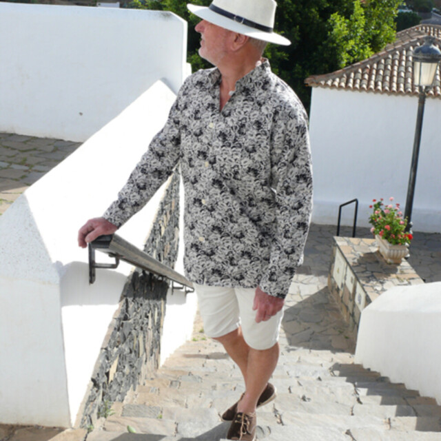 Fleurs Pois & Cie - Chemise ou veste pour homme ? - Noir/Beige