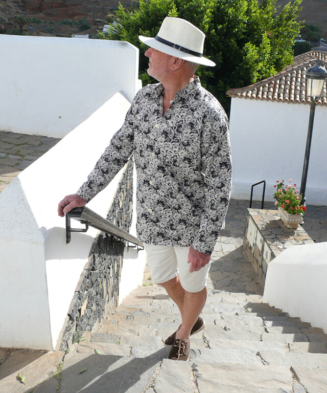 Fleurs Pois & Cie - Chemise ou veste pour homme ? - Noir/Beige