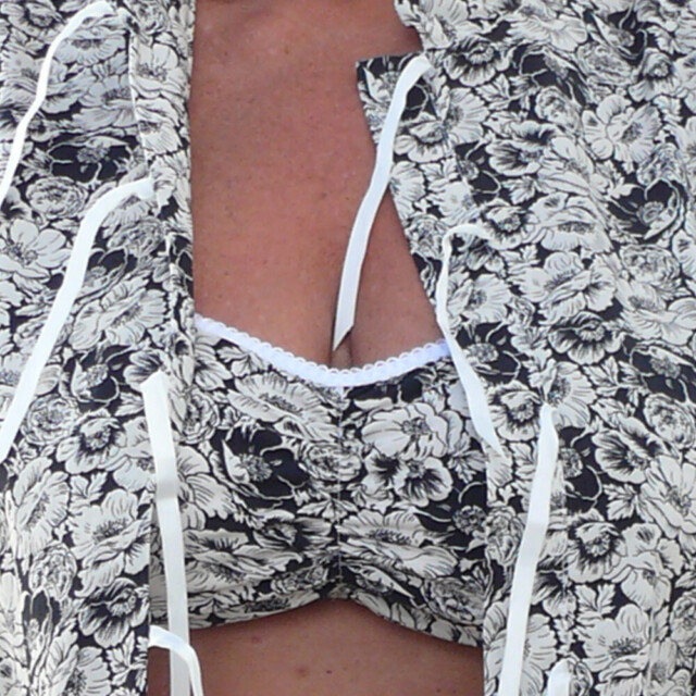 Fleurs Pois & Cie - Soutien-gorge sans armature 100% coton made in France - Noir/Beige