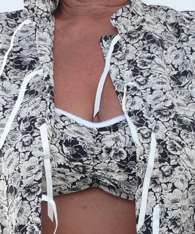 Fleurs Pois & Cie - Soutien-gorge sans armature 100% coton made in France - Noir/Beige