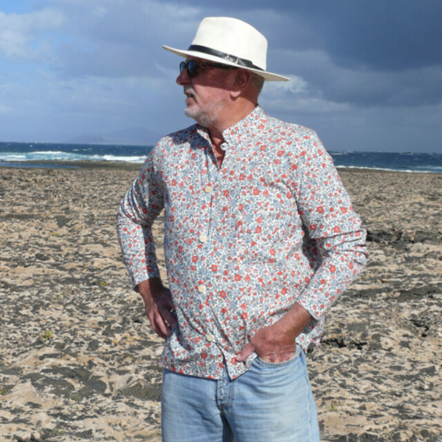 Fleurs Pois & Cie - Chemise ou veste pour homme ? - Rouge/Bleu/vert clair/Gris