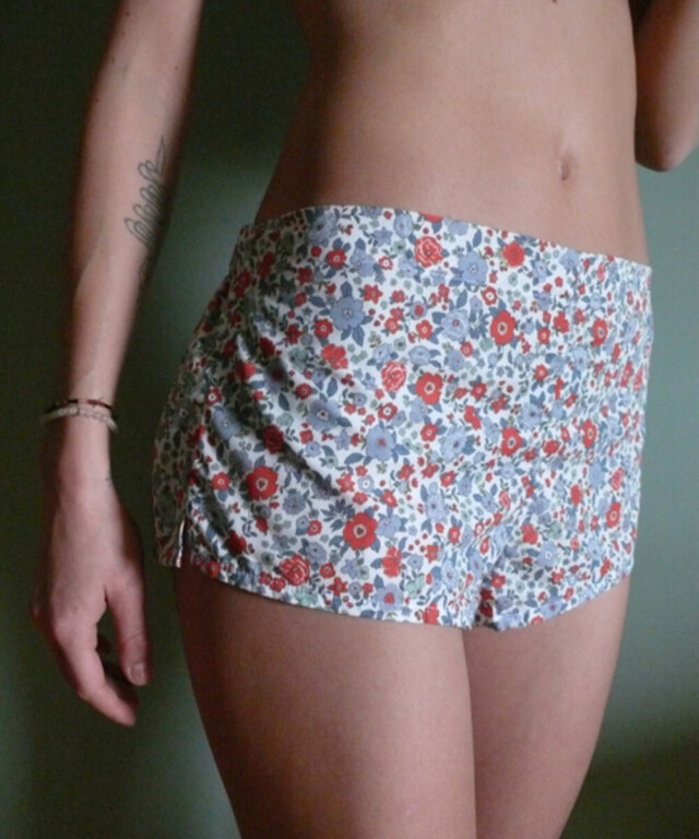 Fleurs Pois et Cie - Boxer femme 100% coton bio ou éco made in France – Rouge/Bleu/vert clair/Gris
